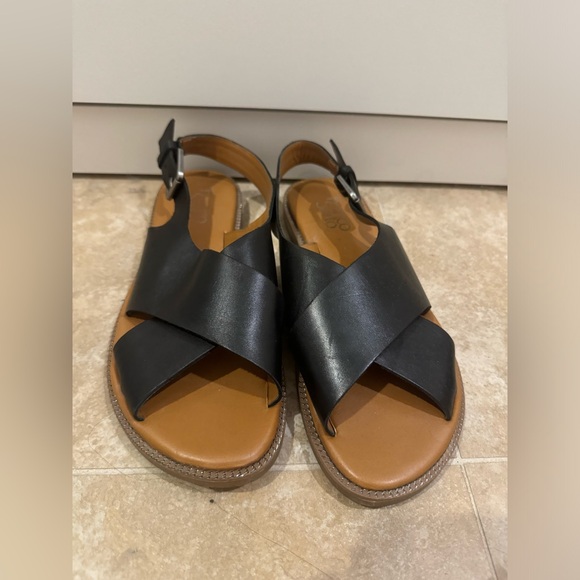 Franco Sarto Black Leather Sandals - Picture 1 of 4